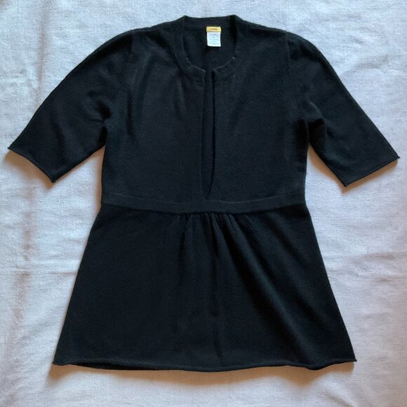 NWOT J. Crew Women's Italian Cashmere Emily Peplum S/S Sweater, Black, Sz M - Picture 1 of 6